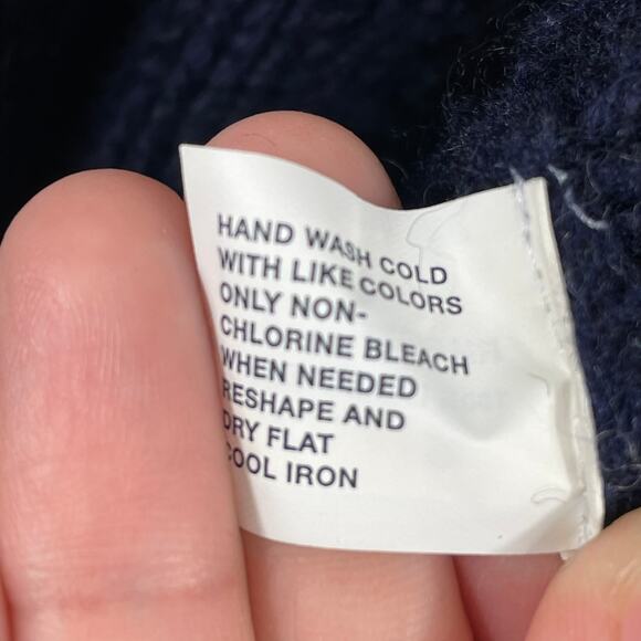 GAP Men's Navy Blue 100% Lambs Wool Sweater Sz XL Beige Fair Isle Mock Neck Zip - Picture 5 of 7